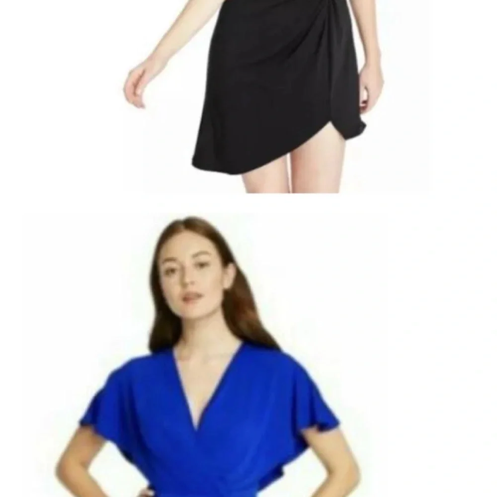 Cushnie Blue Backless Wrap Sundress with Plunge Neckline